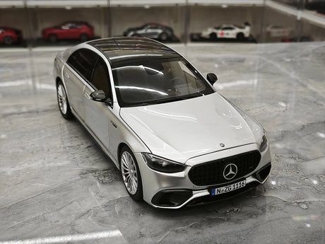NZG Mercedes-AMG 2023 S 63 E Performance V223 Hightech Silver 1:18 – Collectible Diecast Model Die-Cast