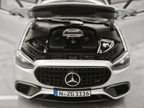 NZG Mercedes-AMG 2023 S 63 E Performance V223 Hightech Silver 1:18 – Collectible Diecast Model Die-Cast