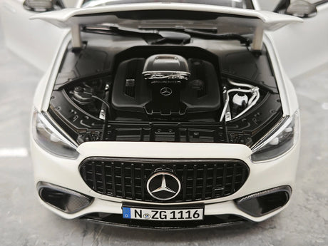 NZG Mercedes-AMG 2023 S 63 E Performance V223 Opalith White 1:18 – Collectible Diecast Model Die-Cast