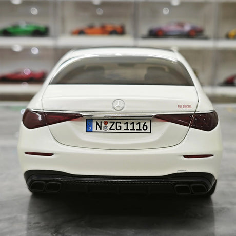 NZG Mercedes-AMG 2023 S 63 E Performance V223 Opalith White 1:18 – Collectible Diecast Model Die-Cast