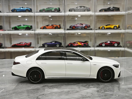 NZG Mercedes-AMG 2023 S 63 E Performance V223 Opalith White 1:18 – Collectible Diecast Model Die-Cast