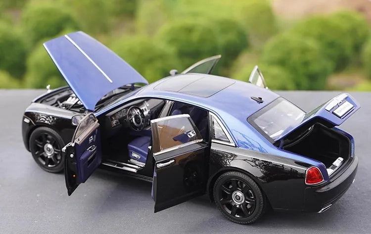 [OEM] 1:18 Rolls-Royce 2009 Ghost Black & Blue Model Car Die-Cast