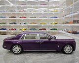 [OEM] 1:18 Rolls-Royce 2017 Phantom VIII EWB Purple & hopea pienoismalli Die-Cast
