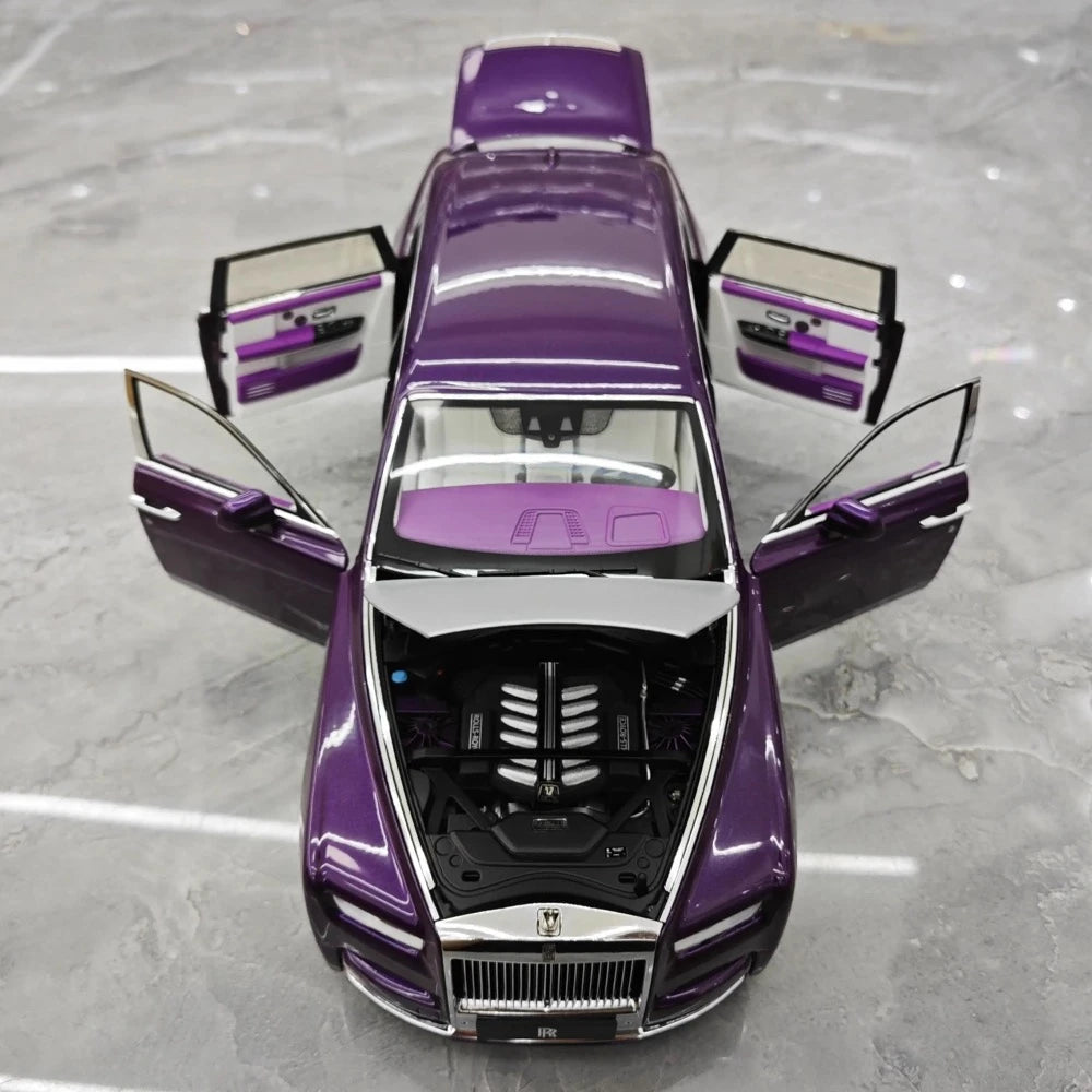 [OEM] 1:18 Rolls-Royce 2017 Phantom VIII EWB Purple & hopea pienoismalli Die-Cast