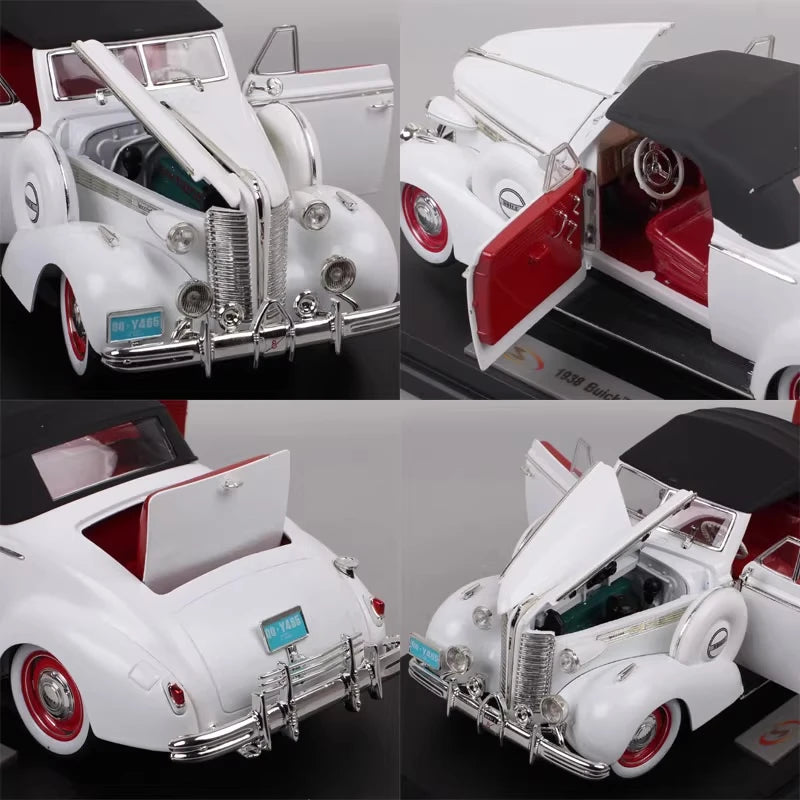 [OEM] 1:18 Buick 1938 Century Convertible Coupe bianco modellino di auto Die-Cast