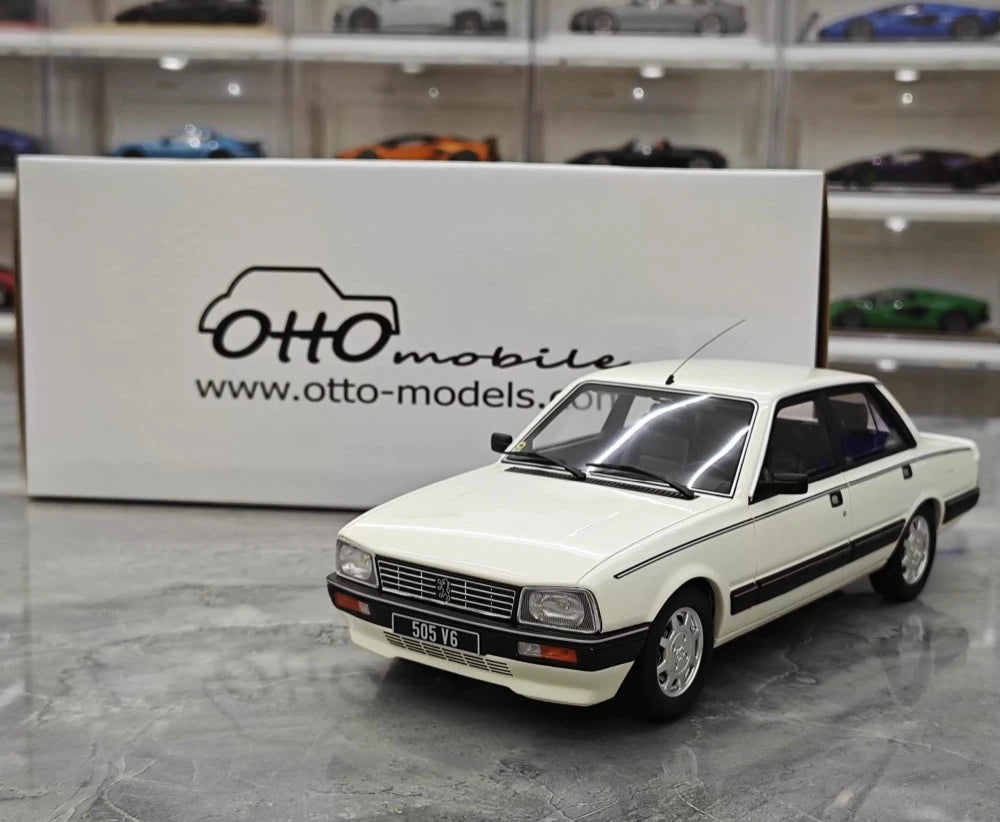 [OTTO] 1:18 Peugeot 1989 505 V6 White Model Car Resin