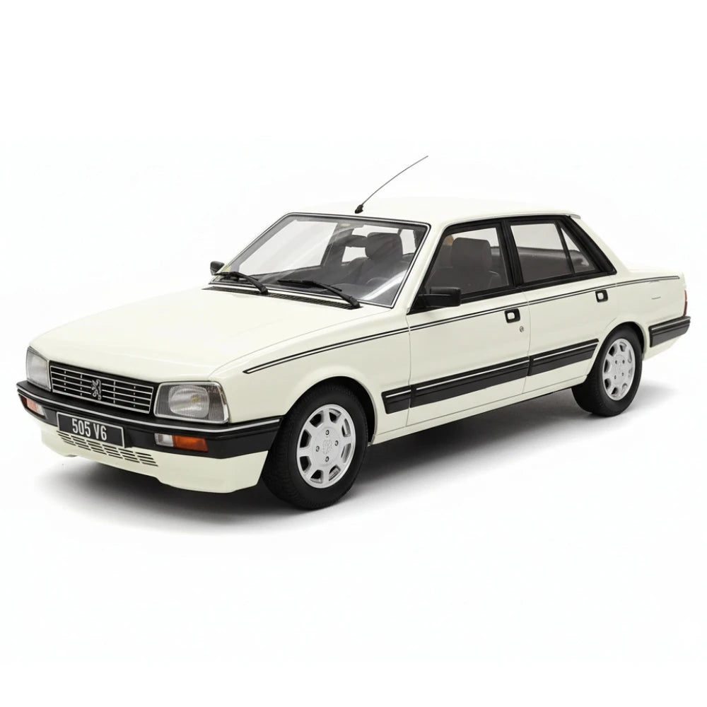 [OTTO] 1:18 Peugeot 1989 505 V6 White Model Car Resin