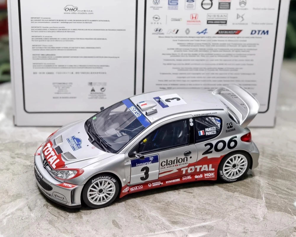 [OTTO] 1:18 Peugeot 2002 206 WRC Panizzi #3 Model Car Resin / Closed Body
