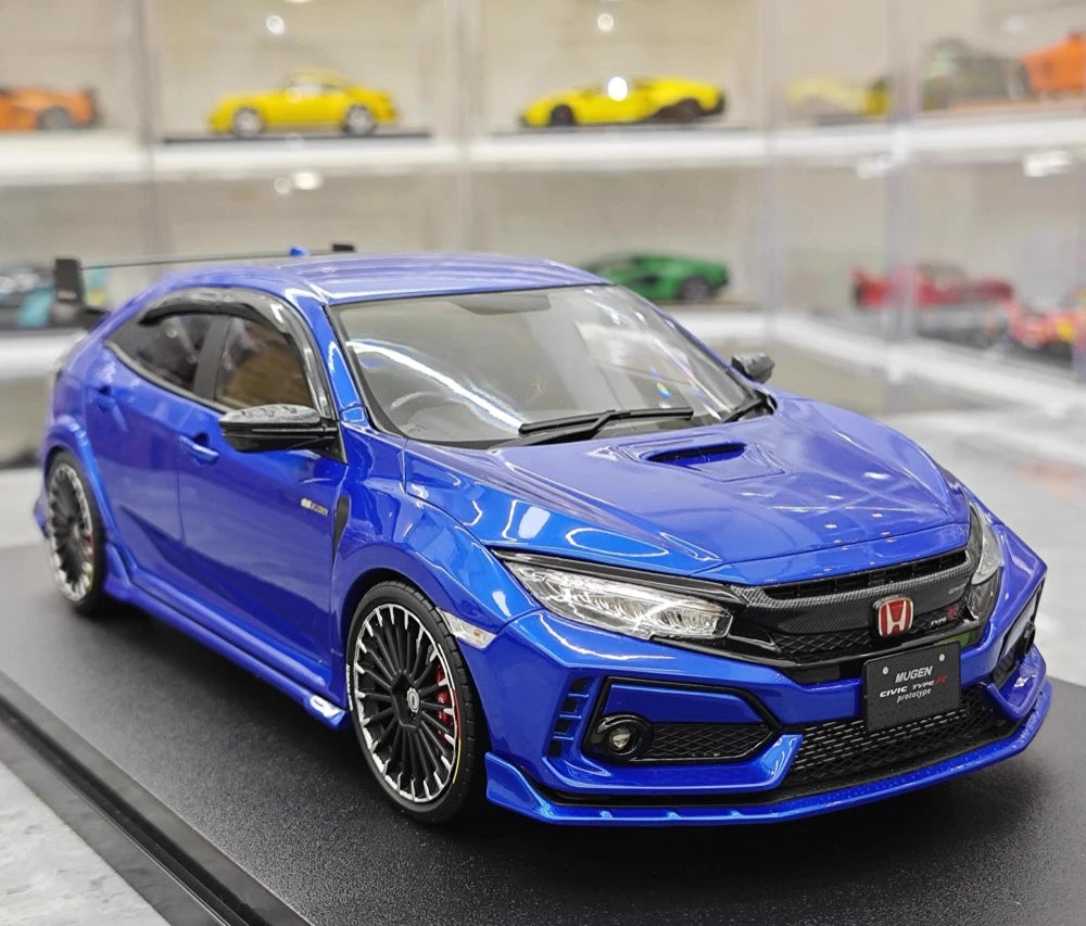 [POP RACE] Honda 1:18 2020 Mugen Civic FK8 Type R Blue Model Car Resin