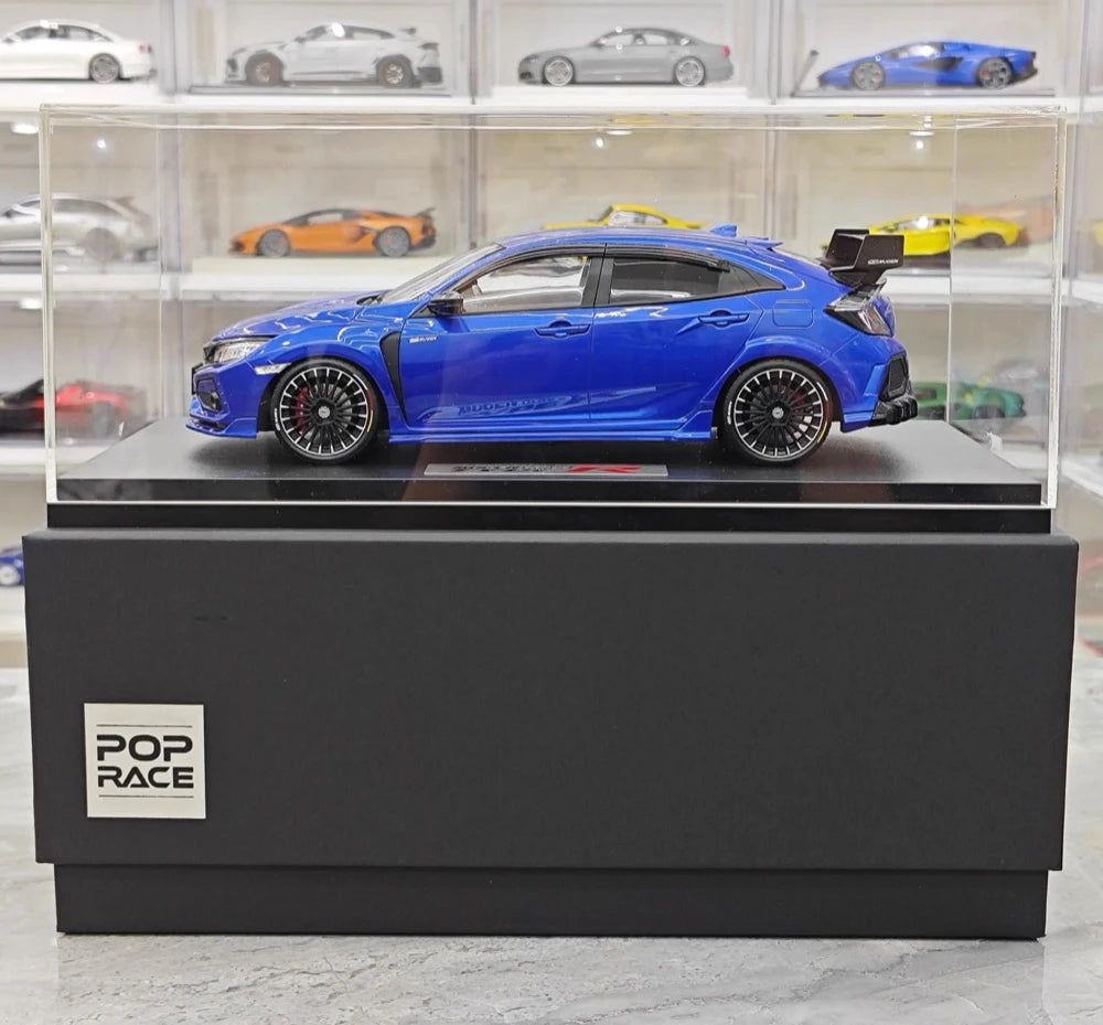 [POP RACE] Honda 1:18 2020 Mugen Civic FK8 Type R Blue Model Car Resin