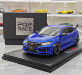 [POP RACE] Honda 1:18 2020 Mugen Civic FK8 Type R Blue Model Car Resin