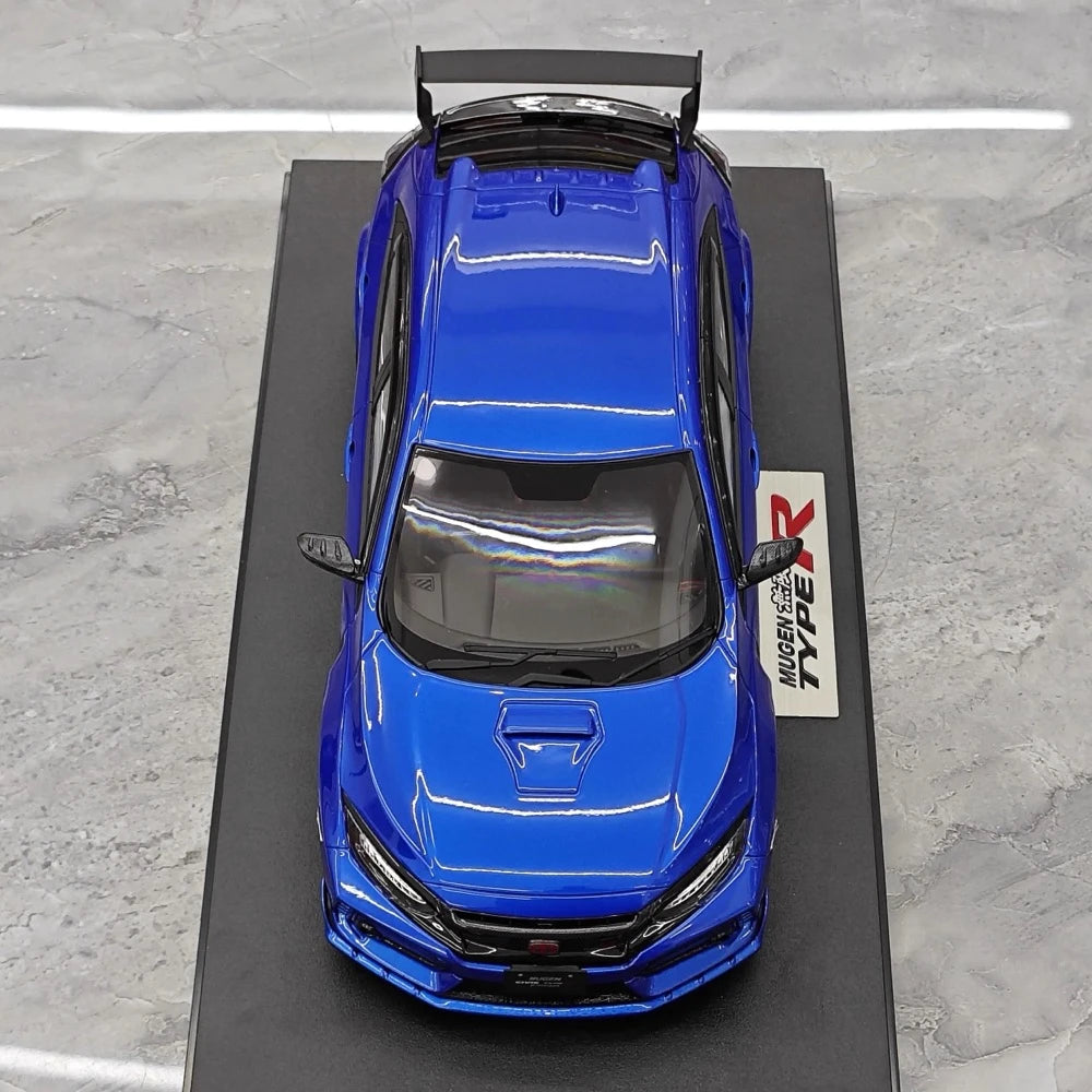 [POP RACE] Honda 1:18 2020 Mugen Civic FK8 Type R Blue Model Car Resin
