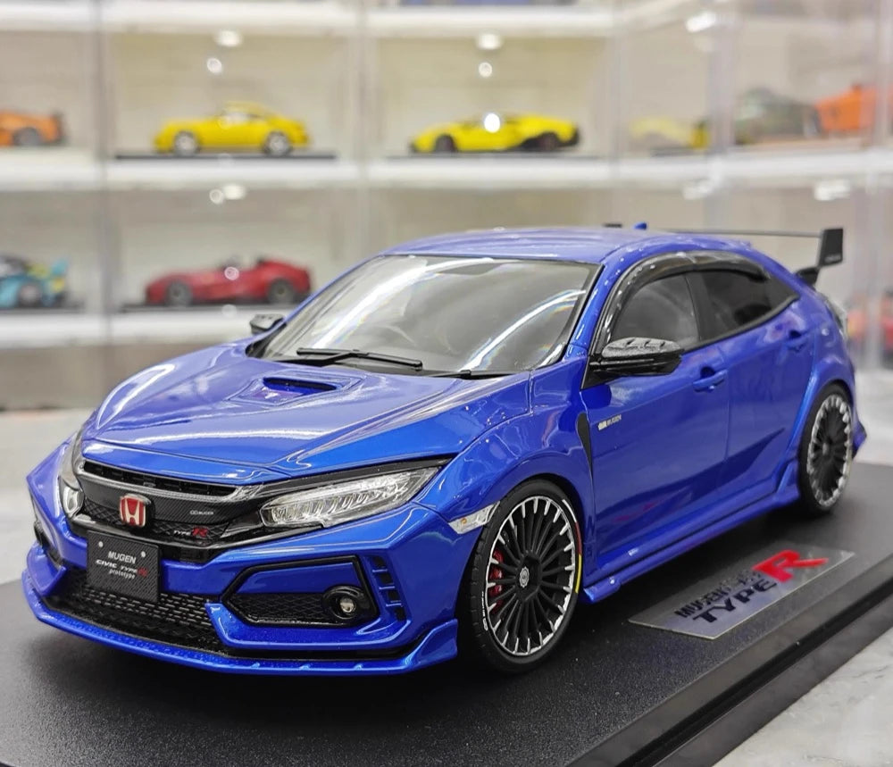 [POP RACE] Honda 1:18 2020 Mugen Civic FK8 Type R Blue Model Car Resin