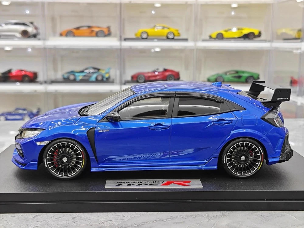 [POP RACE] Honda 1:18 2020 Mugen Civic FK8 Type R Blue Model Car Resin