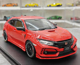 [POP RACE] Honda 1:18 2020 Mugen Civic FK8 Type R Red Model Car Resin