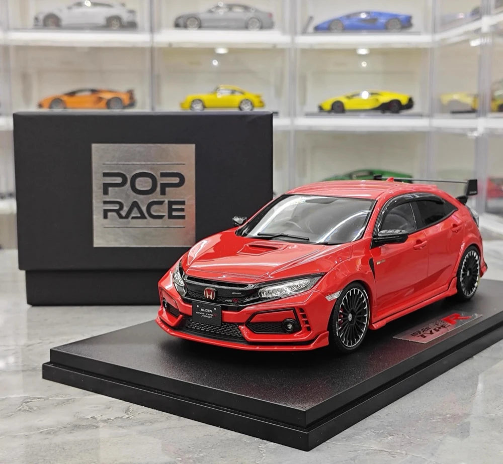 [POP RACE] Honda 1:18 2020 Mugen Civic FK8 Type R Red Model Car Resin