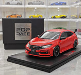 [POP RACE] Honda 1:18 2020 Mugen Civic FK8 Type R Red Model Car Resin