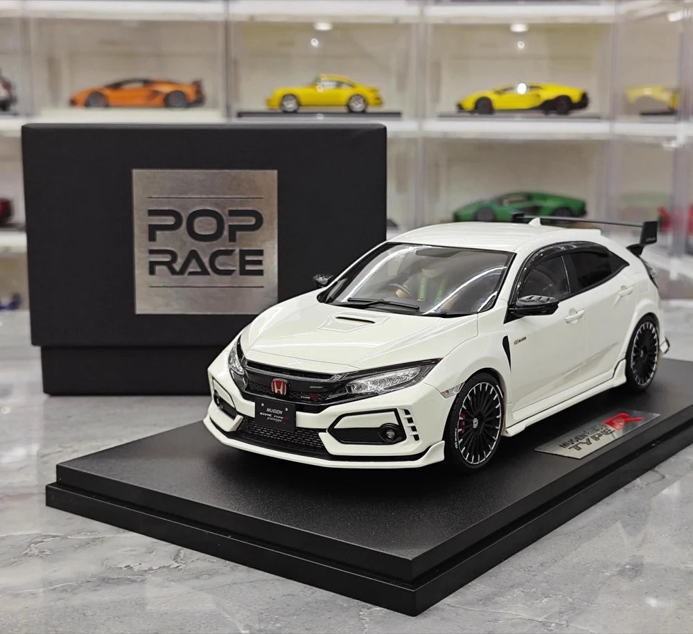 [POP RACE] Honda 1:18 2020 Mugen Civic FK8 Type R ホワイト モデルカー レジン