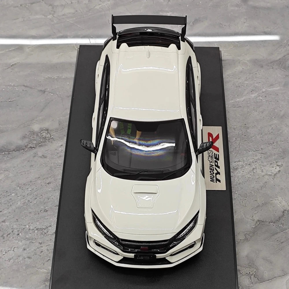[POP RACE] Honda 1:18 2020 Mugen Civic FK8 Type R White Model Car Resin