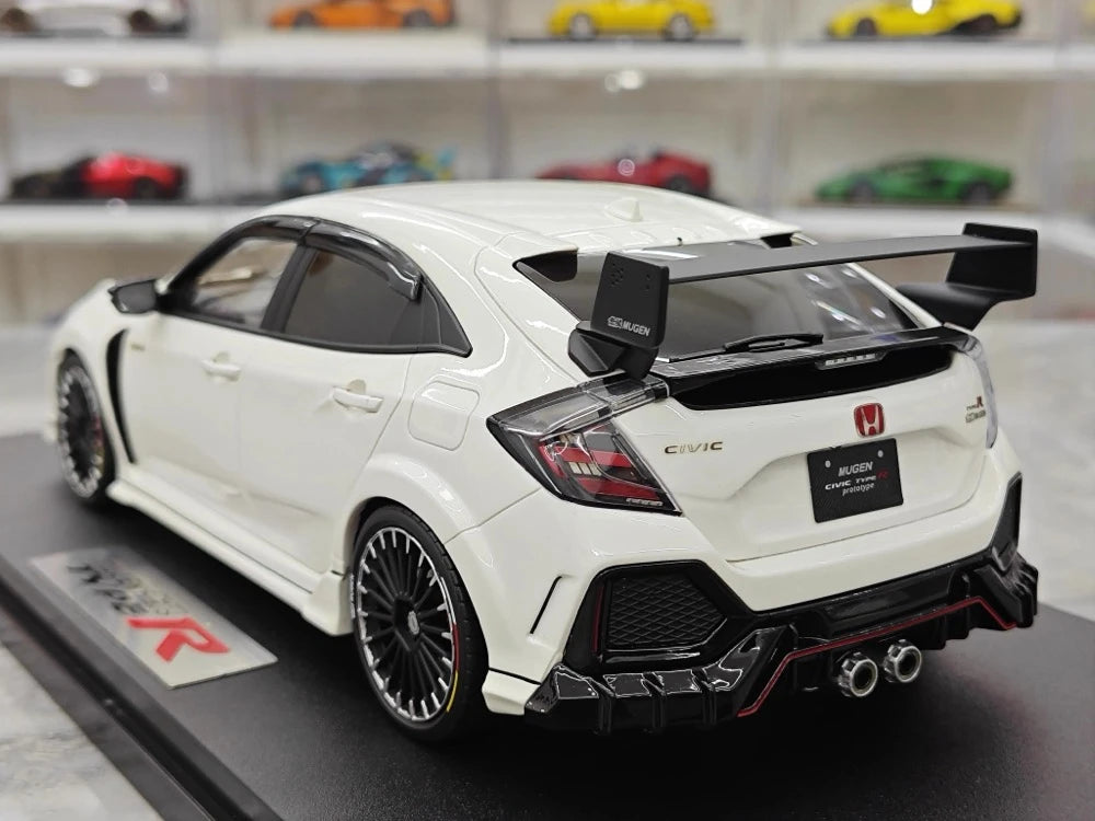 [POP RACE] Honda 1:18 2020 Mugen Civic FK8 Type R White Model Car Resin