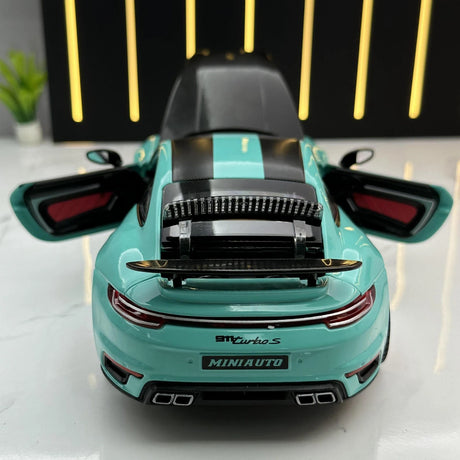 Porsche 2021 911 Turbo S Tiffany blauw 1:24 – diecast displaymodel