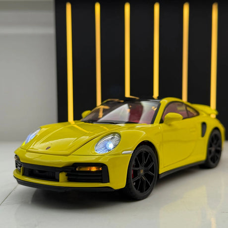 Porsche 2021 911 Turbo S geel 1:24 – diecast displaymodel