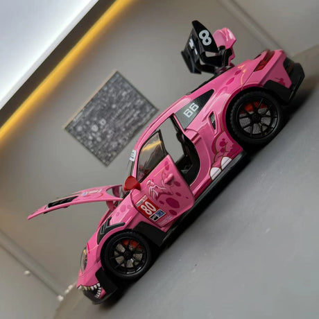 Porsche 2023 911 GT3 RS T-Rex Livery roze #80 1:24 diecast displaymodel - aanzicht 6