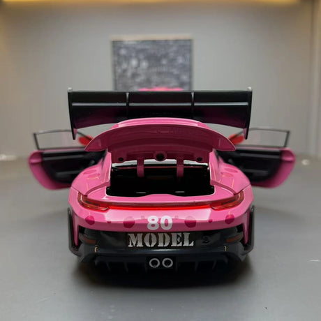 Porsche 2023 911 GT3 RS T-Rex Livery roze #80 1:24 diecast displaymodel - aanzicht 9