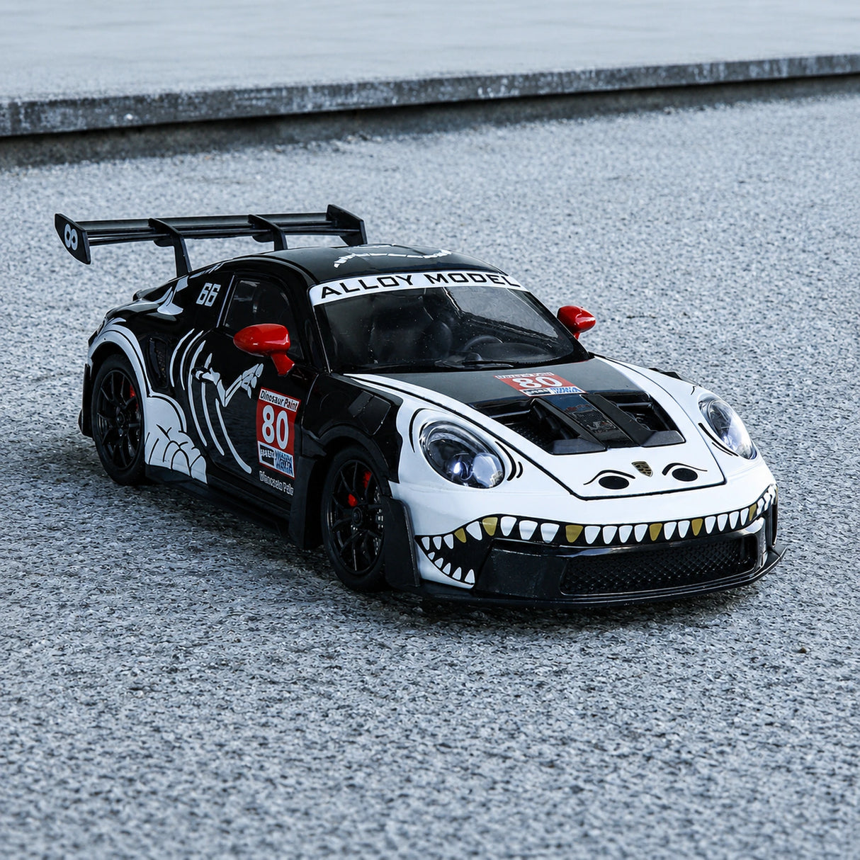 Porsche 2023 911 GT3 RS T-렉스 도색 화이트 #80 1:24 다이캐스트 디스플레이 모델 - 뷰 2