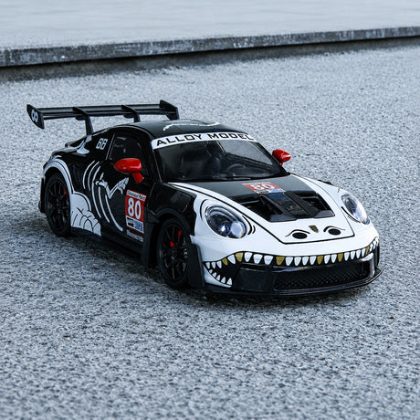 Porsche 2023 911 GT3 RS T-Rex Livery wit #80 1:24 diecast displaymodel - aanzicht 2