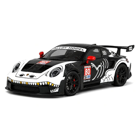 Porsche 2023 911 GT3 RS T-Rex Livery wit #80 1:24 diecast displaymodel - aanzicht 3