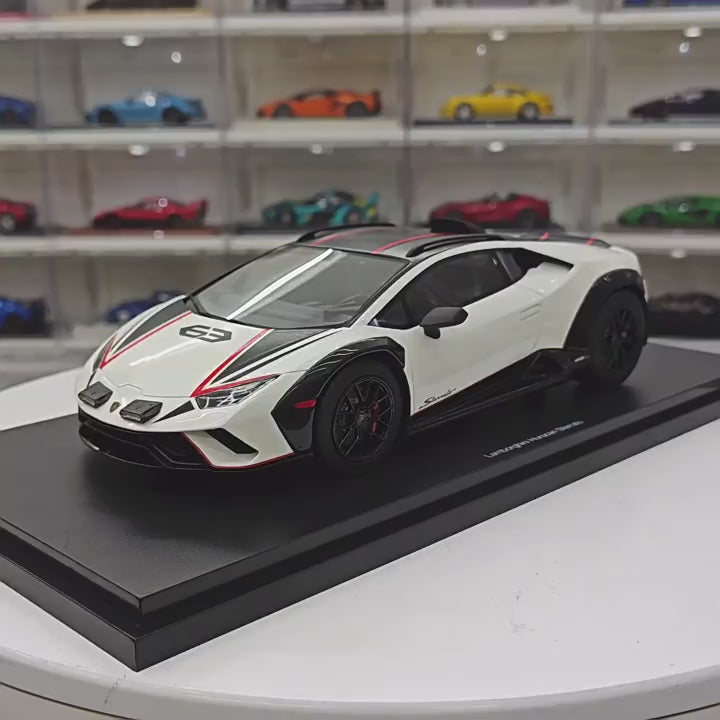 [Top Speed] سيارة Lamborghini 2021 Huracan STO مصغرة بمقياس 1:18 باللون أبيض