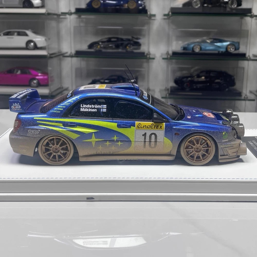 [SJF] 1:18 Subaru 2002 Impreza STI WRC #10 Dirty auto modello resina / Closed Body