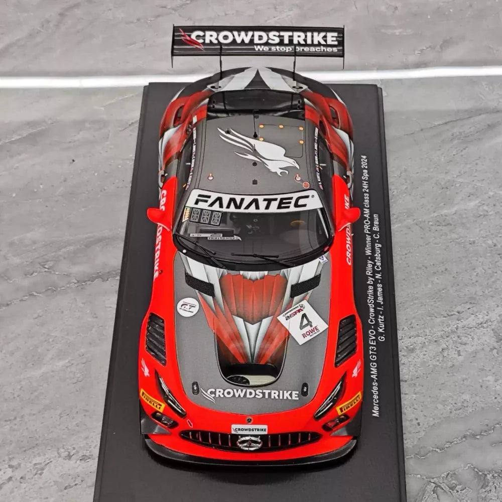 [Spark] 1:18 Mercedes-Benz 2024 AMG GT3 Evo No.4 Crowdstrike Spa Model Car Resin