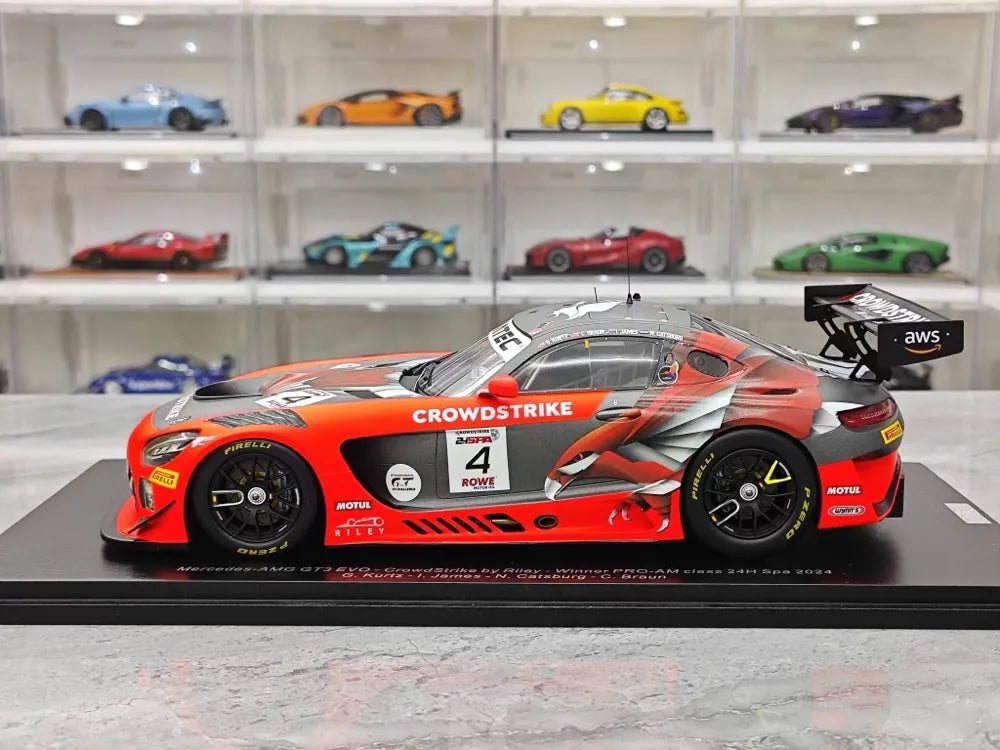 [Spark] 1:18 Mercedes-Benz 2024 AMG GT3 Evo No.4 Crowdstrike Spa Model Car Resin