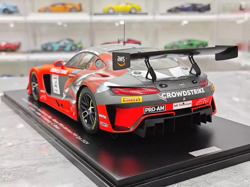 [Spark] 1:18 Mercedes-Benz 2024 AMG GT3 Evo No.4 Crowdstrike Spa Model Car Resin