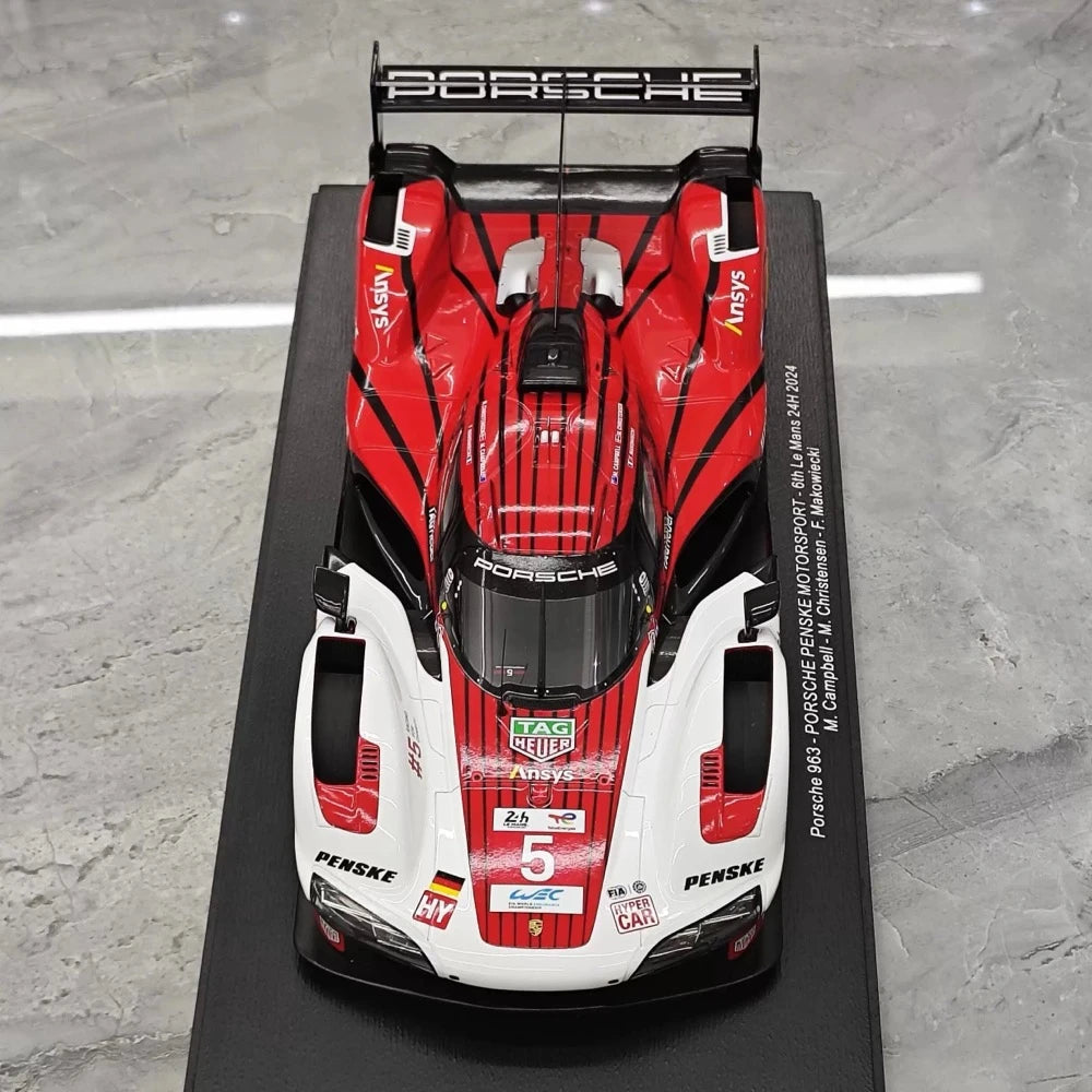 [Spark] 1:18 Porsche 2024 963 Penske #5 modellino di auto resina / Closed Body