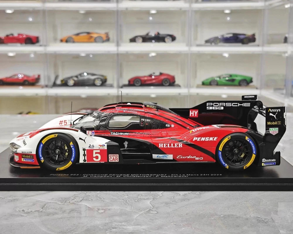 [Spark] 1:18 Porsche 2024 963 Penske #5 modellino di auto resina / Closed Body