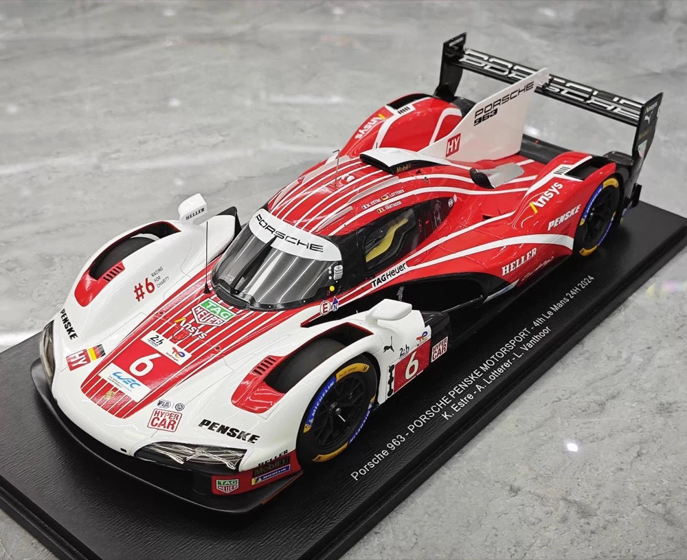 [Spark] 1:18 Porsche 2024 963 Penske #6 modellino di auto resina / Closed Body