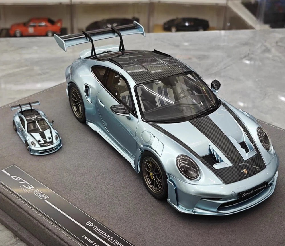 [Timothy Pierre] 1:18 Porsche 2023 911 GT3 RS Sonderwunsch Ice Blue Model Car Resin