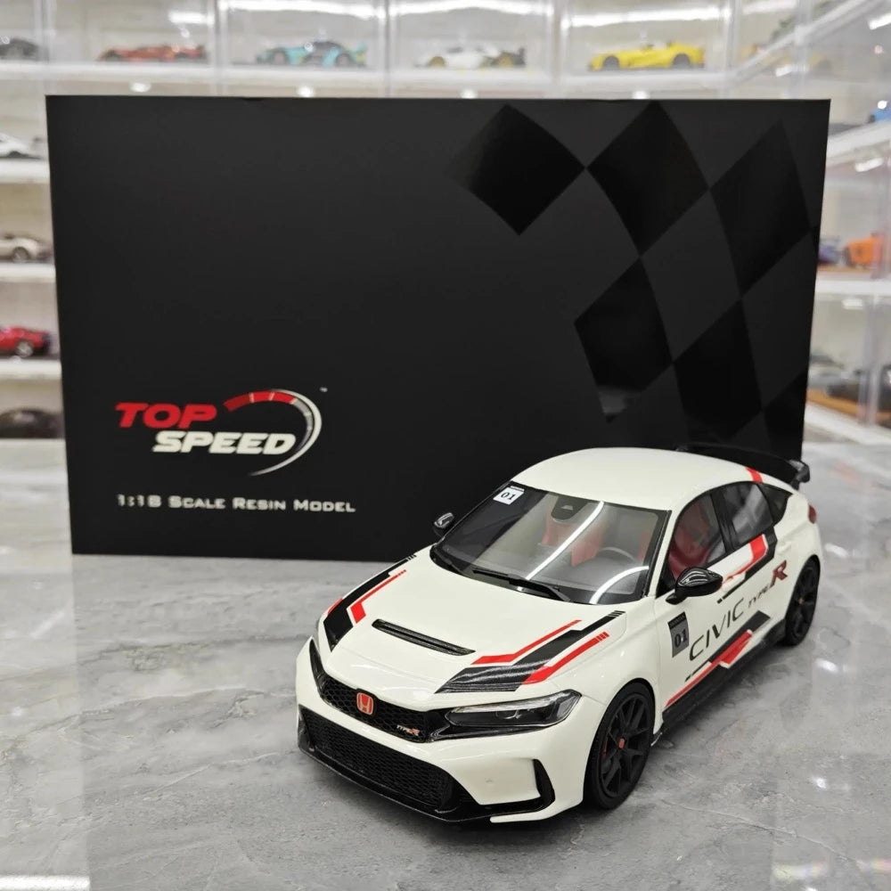 [Top Speed] 1:18 Honda 2023 Civic Type R FL5 White Model Car Resin