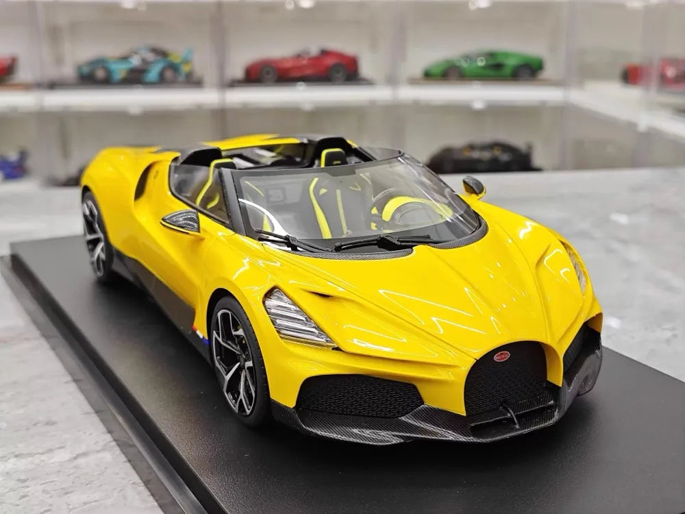 [Top Speed] 1:18 Bugatti 2022 W16 Mistral Yellow Model Car Resin