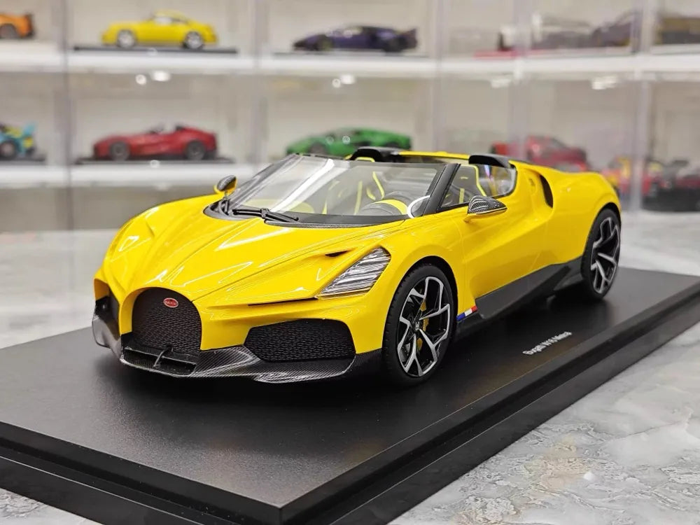 [Top Speed] 1:18 Bugatti 2022 W16 Mistral Yellow Model Car Resin