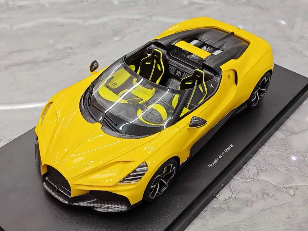 [Top Speed] 1:18 Bugatti 2022 W16 Mistral Yellow Model Car Resin