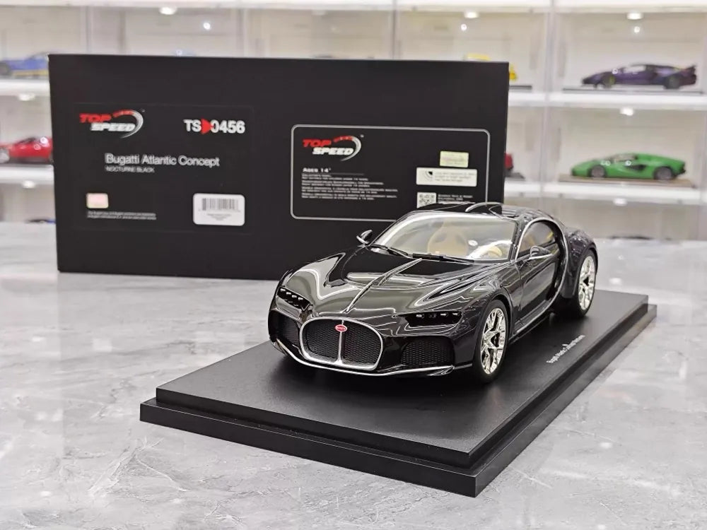 [Top Speed] 1:18 Bugatti 2024 Atlantic Black Model Car Resin