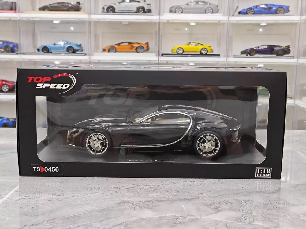 [Top Speed] 1:18 Bugatti 2024 Atlantic Black Model Car Resin