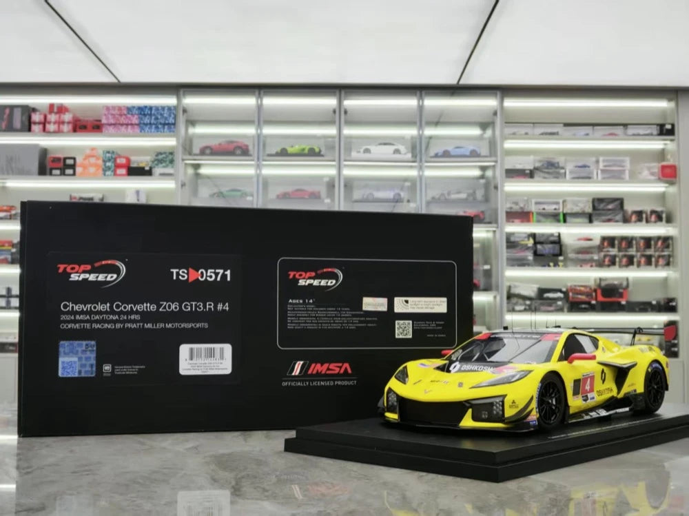 [TopSpeed] 1:18 Chevrolet 2024 Corvette GT3.R #4 Model Car Resin / Closed Body