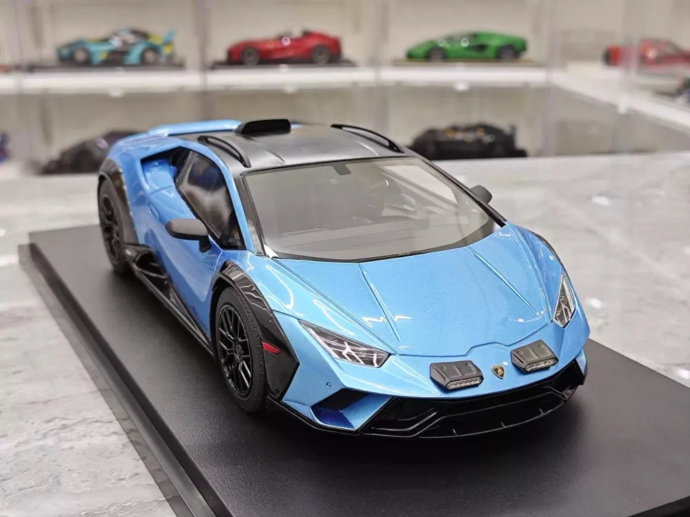 [Top Speed] 1:18 Lamborghini 2021 Huracan STO Blue Model Car Resin