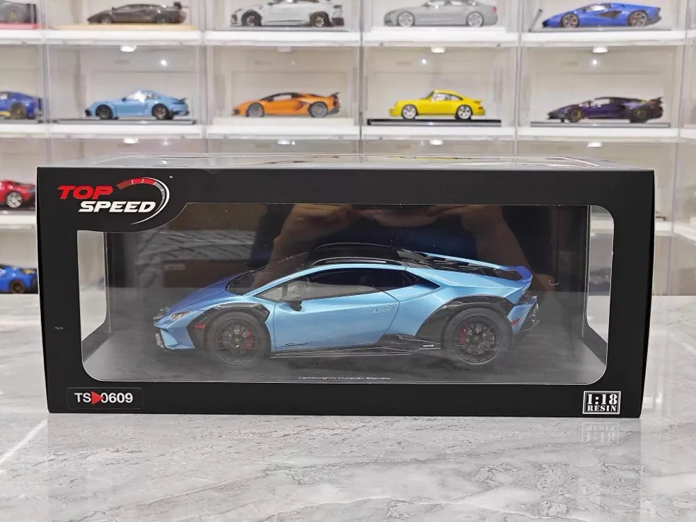 [Top Speed] 1:18 Lamborghini 2021 Huracan STO Blue Model Car Resin