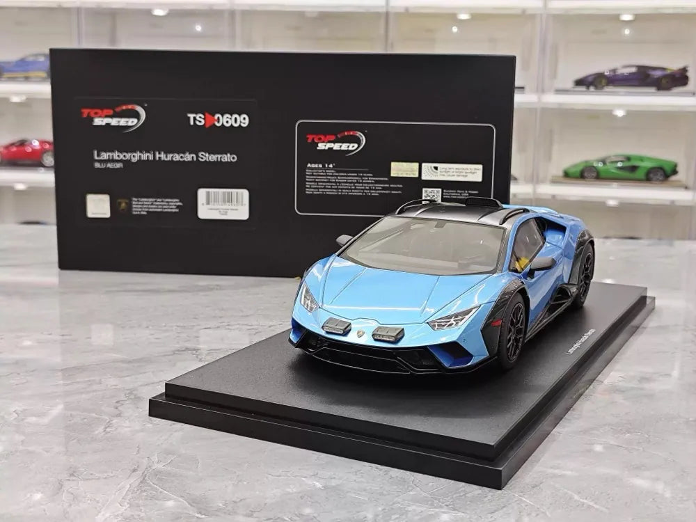 [Top Speed] 1:18 Lamborghini 2021 Huracan STO Blue Model Car Resin